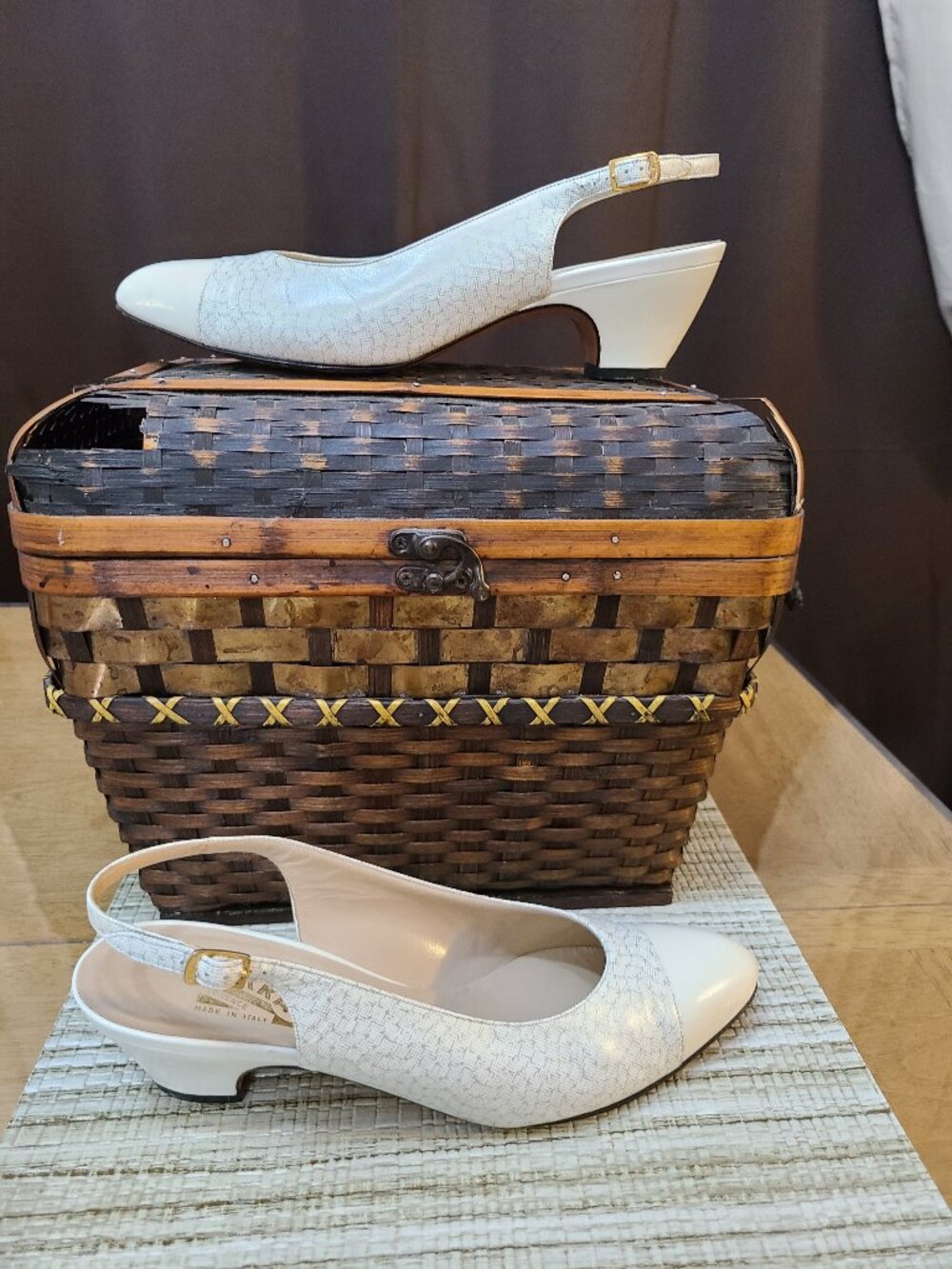 Salvatore Ferragamo for Saks Fifth Avenue Printed Calf-Leather Sling-Back Size 8